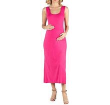 24/7 Comfort Apparel Racerback Scoop Neck Maxi Dress | Pink | Maternity Medium | Dresses Maxi Dresses