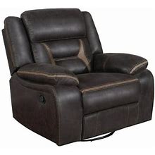 Pemberly Row Faux Leather Upholstered Tufted Back Glider Recliner Brown