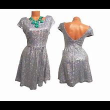 B Darlin Dresses | Silver Sequined Party Dress | Color: Silver | Size: 13/14