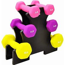 Balancefrom Fitness 2, 3, And 5 Pound Neoprene Coated Dumbbell Set With Stand