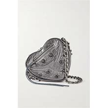 BALENCIAGA Mini Le Cagole Heart Crossbody Bag Silver