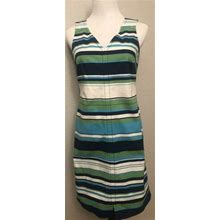Talbots Petite Womens Sleeveless Blue & Green Dress Pockets 2P $159