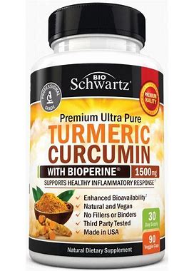 Bioschwartz Premium Ultra Pure Turmeric Curcumin Vitamin | 90 Vegan Caps