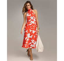 Donna Karan Women's Halter-Neck Sleeveless Midi Dress - Sunset Whisper - Size 2