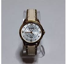 Coach Accessories | Coach Classic Signature Silver Dial Diamond Accent Ladies Quartz Watch Working S | Color: Brown/Gold | Size: Os