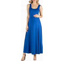 24Seven Comfort Apparel Slim Fit A Line Sleeveless Maternity Maxi Dress - Lapis - Size 3X