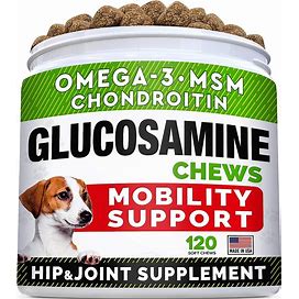 Strellalab Glucosamine Advanced Mobility With Omega-3 Fish Oil Joint Supplement Dog Chews, 120 Count