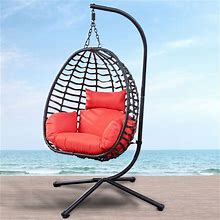 Outdoor Wicker Swing Chair With Stand For Balcony