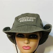 Newhattan Green Bucket Cap Hat W/Side Buttons 100% Cotton Size