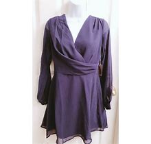 By Forever 21, Purple Women Short Length Dress, Long Sleeves, Size Xs
