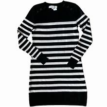 Loft Dresses | Womens | Ann Taylor Loft | Petites | Perfect For The Season |Striped Dress | Color: Black/Cream | Size: Xsp