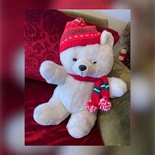 Vintage Kmart Christmas Teddy Bear! Great Condition. Kmart Did Christmas Teddy Bears In The 1980S Which Are Collectible Items Today. Rare!