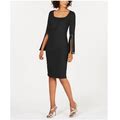 Calvin Klein Womens Black Long Sleeve Knee Length Sheath Cocktail Dress 2