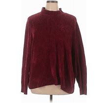Blair Pullover Sweater: Burgundy Color Block Tops - Women's Size X-Large