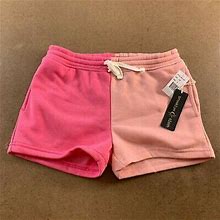 Brooklyn Cloth Womens Shorts Pink Beige Color Block Drawstring Pockets