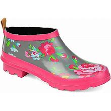 Journee Collection Rainer Rain Boot | Women's | Grey/Pink Floral Print | Size 9 | Boots | Bootie