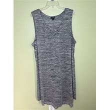 Torrid Dresses | Torrid Size 3X Gray Space Dye V- Neck Knit Lace Up Neck Sleeveless Shift Dress 3 | Color: Gray | Size: 3X