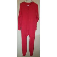 Indera Mills Rib Knit Red 100% Cotton Thermal Long Johns Unionsuit