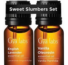 English Lavender Oil & Vanilla Essential Oil - Gya Labs Sweet Slumbers Set For Stress Relief & Sleep - 100% Pure Therapeutic Grade Essential Oils Set - 2X10ml