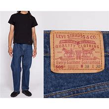 90S Levi's 505 Dark Wash Jeans 38X30 | Vintage Regular Fit Straight Leg Denim Dad Jeans