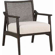 OSP Home Furnishings Lantana Wood Accent Chair With Cane Back, Arms And Padded Seat, Linen With Rustic Grey Frame