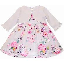 Blueberi Boulevard Baby Girls Sleeveless Fit + Flare Dress | White | Regular 12 Months | Dresses Fit + Flare Dresses