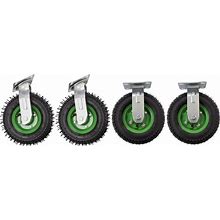8" Pneumatic Caster Set Of 4, 2 Universal Wheels/2 Directional Wheels - Rubber Caster Wheel With Double Bearing Structure For Furniture, Workbench