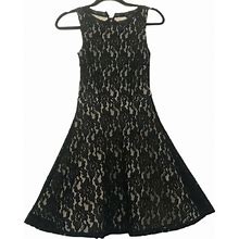Venus Women's Black Lace Mesh Lining Sleeveless Fit & Flare Dress Size