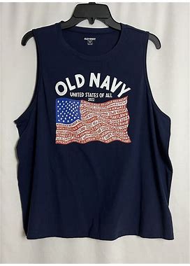 Old Navy Womens United States Of All 2022 Flag Graphic Tank Shirt Navy Sz XXL