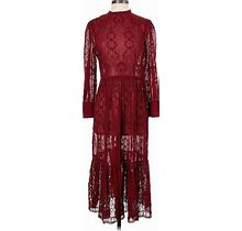 J.Crew Casual Dress - Party High Neck 3/4 Sleeves: Burgundy Solid Dresses - Women's Size 2