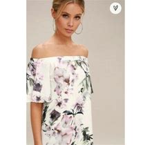 Lulus Dream Of You Ivory Floral Print Off-The-Shoulder Shift Dress