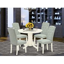 East West Furniture SHCE5-WHI-15 5Pc Dining Set Includes A Round Dining Room Tab
