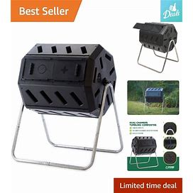 Outdoor Dual Chamber Tumbling Composter - 37 Gallon - Black - Easy To