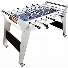 54-Inch Foosball Table,White Wood Grain Large 8-Pole Foosball Machine,With 4 Spinner Wheels,Double Brakes,Foosball Table For Family Indoor,Entertainm