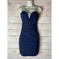 Womens City Triangles Bedazzled Straps Navy Blue Dress Size 1