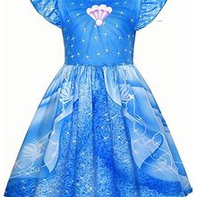 Girls Peach Princess Costume Anime Cartoon Cosplay Dresses With Cute Fly Sleeves Halloween Birthday Parties Outfit Dress Up Party Dress,Temu
