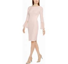 Calvin Klein Chiffon-Bell-Sleeve Sheath Dress - Blossom - Size 16
