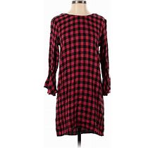 Cloth & Stone Casual Dress - Shift: Red Checkered/Gingham Dresses - Women's Size X-Small
