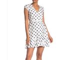 J. Crew Dresses | J-Crew Ruffle Front Mini Wrap Dress In Soft Rayon Polka Dots | Color: Black/White | Size: 0
