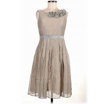 Jones New York Cocktail Dress - A-Line: Gray Print Dresses - Women's Size 6