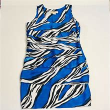 Michael Kors Dresses | Michael X Michael Kors Tiered Printed Sheath Dress | Color: Blue/White | Size: 6