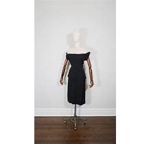 1930S Early 1940S Black Rayon W/ Lace Shoulders Peplum Waist Short Sleeve Cocktail Dress - True Vintage 30S 40S Deco Fashion