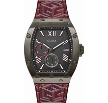 Guess Men's Multi-Function Red Genuine Leather, Silicone Watch 43mm - Red