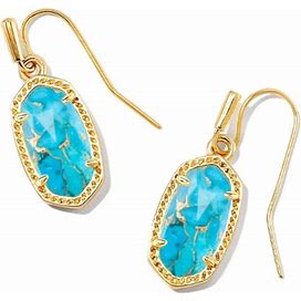Kendra Scott Lee Gold Drop Earrings, Womens, Bronze Veined Turquoise Magnesite