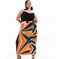 Never Fully Dressed Plus Jaspre Midaxi Skirt In Starburst Print-Multi - Multi (Size: 14)