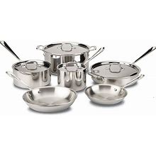 All-Clad 401488R Stainless Steel Tri-Ply Bonded Dishwasher Safe Cookware Set, 10-Piece, Silver