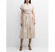 Eleventy Pleated A-Line Midi Shirtdress, Sand, Women's, 25, Casual & Work Dresses Shirtdresses Button-Down Shirt Dresses