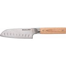 Kitchenaid Premium 5-Inch Forged Santoku Knife - AUS-10 Damascus Steel Blade, Triple Rivet Pakkawood Handle, Sharp Kitchen Knife, Natural