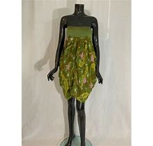 Mara Hoffman Mini 100% Silk Strapless Green Chartreuse Dress Size S