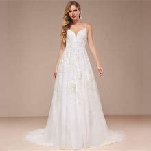JJ's House Wedding Dress Bridal Dress Ivory Long V-Neck Ball-Gown Princess 2024